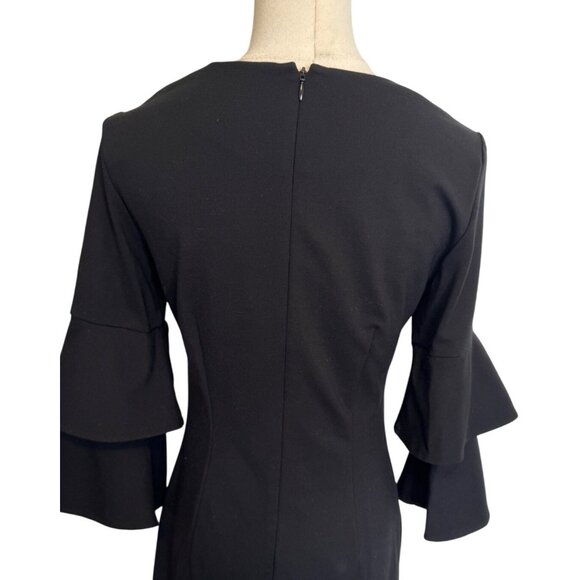 J.McLaughlin XS Black Bell Tiered Sleeve Dress Rayon Blend Womens Elegant Style - Picture 8 of 12